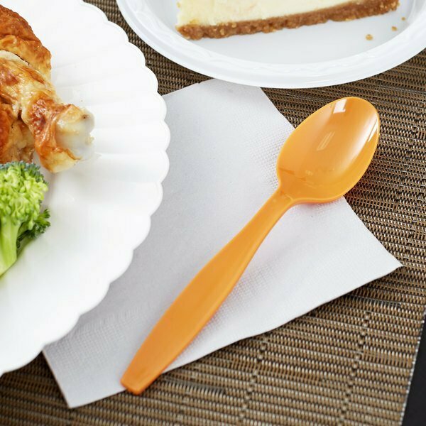 Creative Converting 6 1/8in Pumpkin Spice Orange Heavy Weight Plastic Spoon, 24PK 999SPOONPU